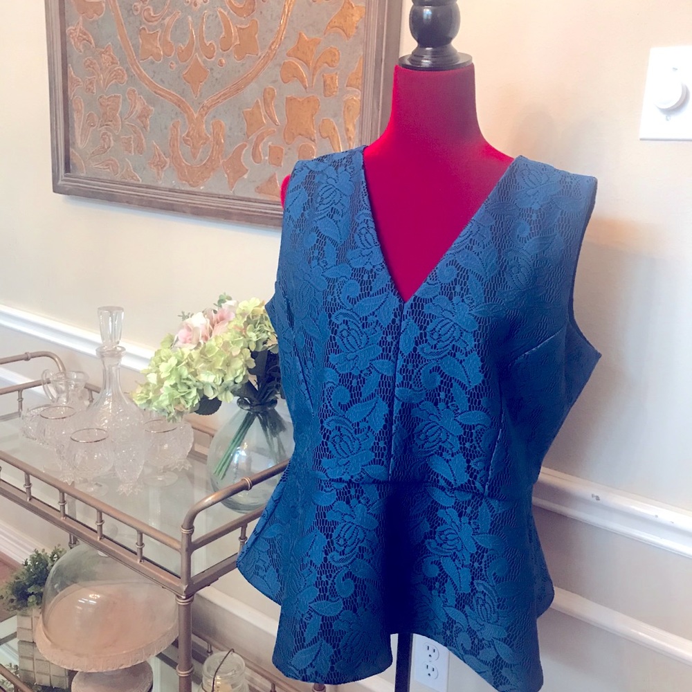 Blue Tapestry print peplum